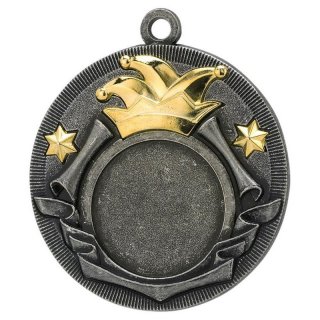 Medaille Karneval D=50mm, Silberantik-Gold ,   Band, Emblem und Montage sind im Preis enthalten