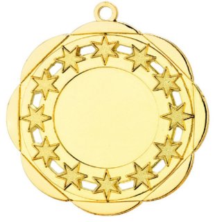Medaille Karneval D=50mm,  gold, 50 mm ,   Band, Emblem und Montage sind im Preis enthalten
