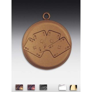 Medaille Kartenspiel, 4-Asse mit se  50mm, bronzefarben in Metall