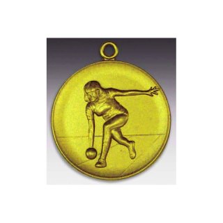 Medaille Keglerin mit se  50mm, goldfarben in Metall
