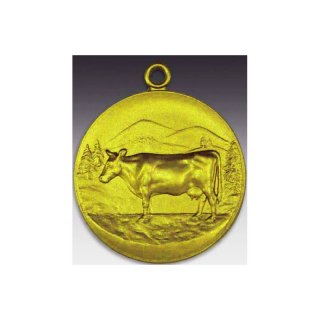 Medaille Kuh mit se  50mm, goldfarben in Metall