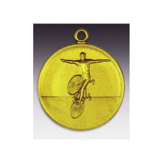 Medaille Kunstrad mit se  50mm, goldfarben in Metall