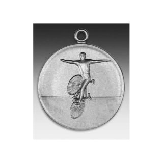Medaille Kunstrad mit se  50mm, silberfarben in Metall