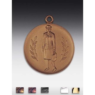 Medaille Lady Soldier mit se  50mm, bronzefarben in Metall