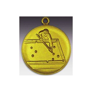Medaille Loch Billard mit se  50mm, goldfarben in Metall