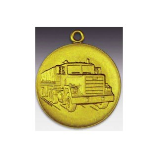 Medaille M915 LKW mit se  50mm, goldfarben in Metall