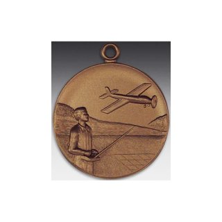 Medaille Modellflug mit se  50mm, bronzefarben in Metall