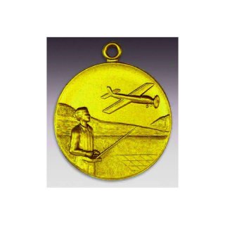 Medaille Modellflug mit se  50mm, goldfarben in Metall