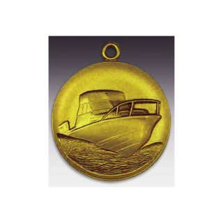 Medaille Motorjacht mit se  50mm, goldfarben in Metall