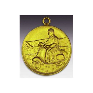 Medaille Motorroller mit se  50mm, goldfarben in Metall
