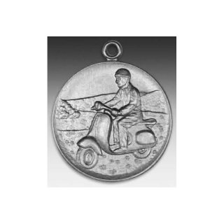 Medaille Motorroller mit se  50mm, silberfarben in Metall