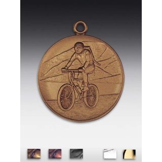 Medaille Mountainbike mit se  50mm,  bronzefarben, siber- oder goldfarben