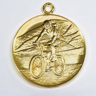 Medaille Mountainbike mit se  50mm, goldfarben in Metall