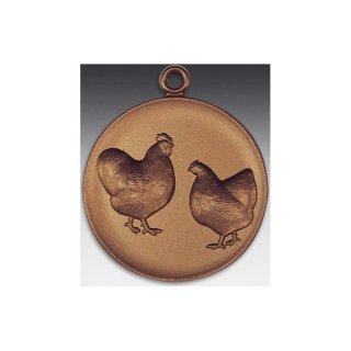 Medaille Orpington, Vogel mit se  50mm,  bronzefarben, siber- oder goldfarben