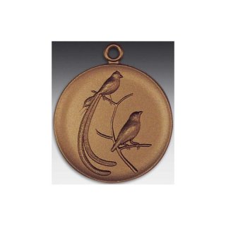 Medaille Paradiesvogel mit se  50mm, bronzefarben, siber- oder goldfarben