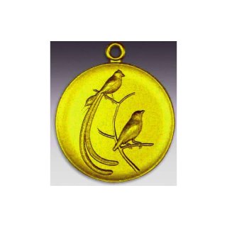 Medaille Paradiesvogel mit se  50mm, goldfarben in Metall