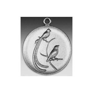 Medaille Paradiesvogel mit se  50mm, silberfarben in Metall