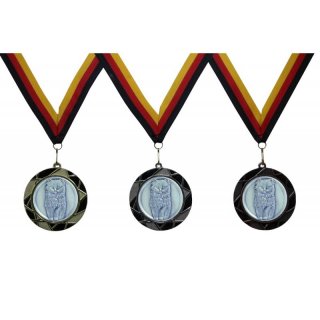 Medaille  Perserkatze D=70mm in 3D, inkl.  22mm Band, 3er Serie