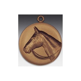 Medaille Pferdekopf mit se  50mm, bronzefarben in Metall