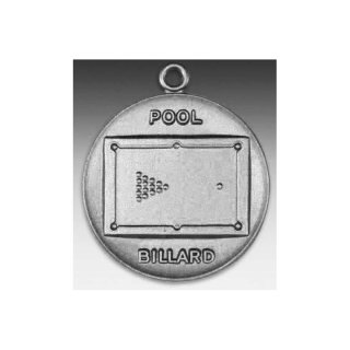 Medaille Poolbillard mit se  50mm, silberfarben in Metall