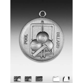 Medaille Poolbillard mit �se  50mm, silberfarben in Metall