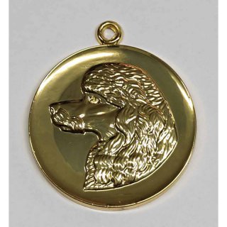 Medaille Pudelkopf mit se  50mm, goldfarben in Metall