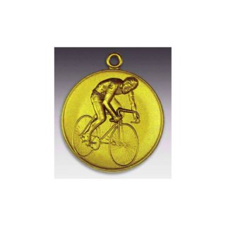 Medaille Radrennfahrer mit se  50mm, goldfarben in Metall