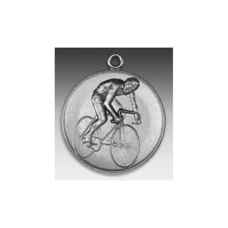 Medaille Radrennfahrer mit se  50mm, silberfarben in Metall