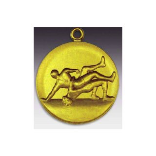 Medaille Ringer mit se  50mm, goldfarben in Metall