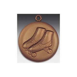 Medaille Rollschuhe mit se  50mm,  bronzefarben, siber- oder goldfarben