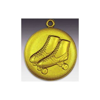 Medaille Rollschuhe mit se  50mm, goldfarben in Metall