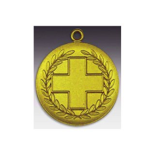 Medaille Rot./grn. Kreuz mit se  50mm, goldfarben in Metall