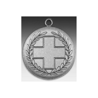 Medaille Rot./grn. Kreuz mit se  50mm, silberfarben in Metall