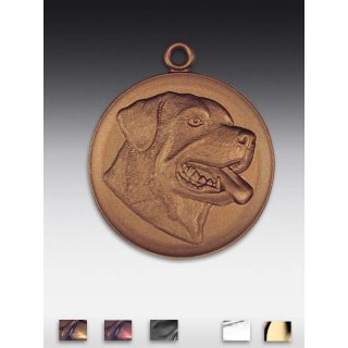 Medaille Rottweilerkopf neu mit se  50mm, bronzefarben in Metall