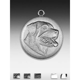 Medaille Rottweilerkopf neu mit se  50mm, silberfarben in Metall