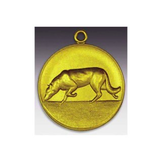 Medaille Schferhund mit se  50mm, goldfarben in Metall