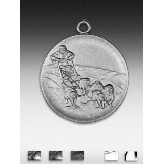 Medaille Schlittenhunde. mit se  50mm, silberfarben in Metall