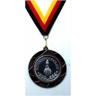 Medaille  Schnupfer-Club D=70mm in 3D, inkl.  22mm Band, Bronzefarbig