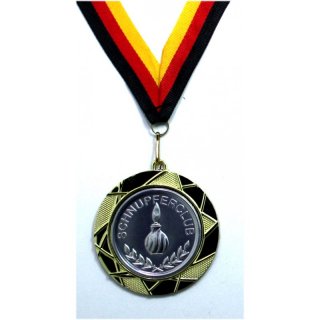 Medaille  Schnupfer-Club D=70mm in 3D, inkl.  22mm Band, Goldfarbig