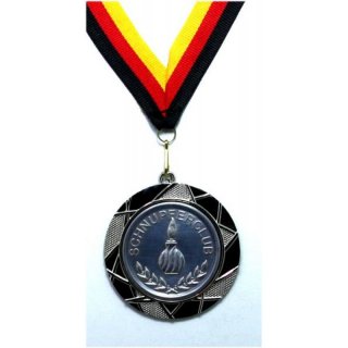 Medaille  Schnupfer-Club D=70mm in 3D, inkl.  22mm Band, Silberfarbig