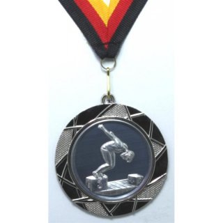 Medaille  Schwimmen Herren D=70mm in 3D, inkl.  22mm Band, Silberfarbig