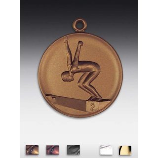 Medaille Schwimmer mit se  50mm, bronzefarben, siber- oder goldfarben