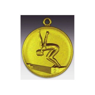 Medaille Schwimmer mit se  50mm, goldfarben in Metall