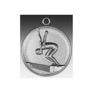 Medaille Schwimmer mit se  50mm, silberfarben in Metall