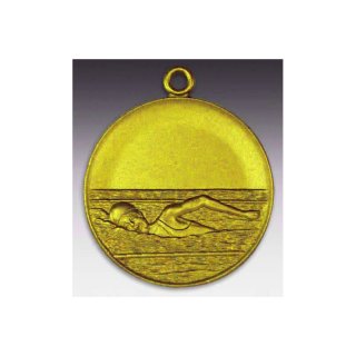 Medaille Schwimmerin Crowl mit se  50mm, goldfarben in Metall