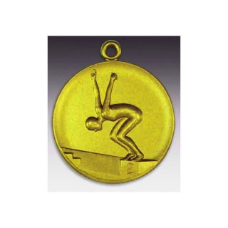 Medaille Schwimmerin mit se  50mm, goldfarben in Metall