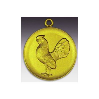 Medaille Sebr. Huhn mit se  50mm, goldfarben in Metall
