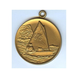 Medaille Segelboot Optimist mit se  50mm,   bronzefarben, siber- oder goldfarben
