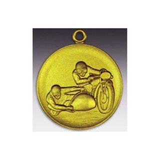 Medaille Seitenwagen mit se  50mm, goldfarben in Metall