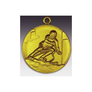 Medaille Skibob mit se  50mm, goldfarben in Metall
